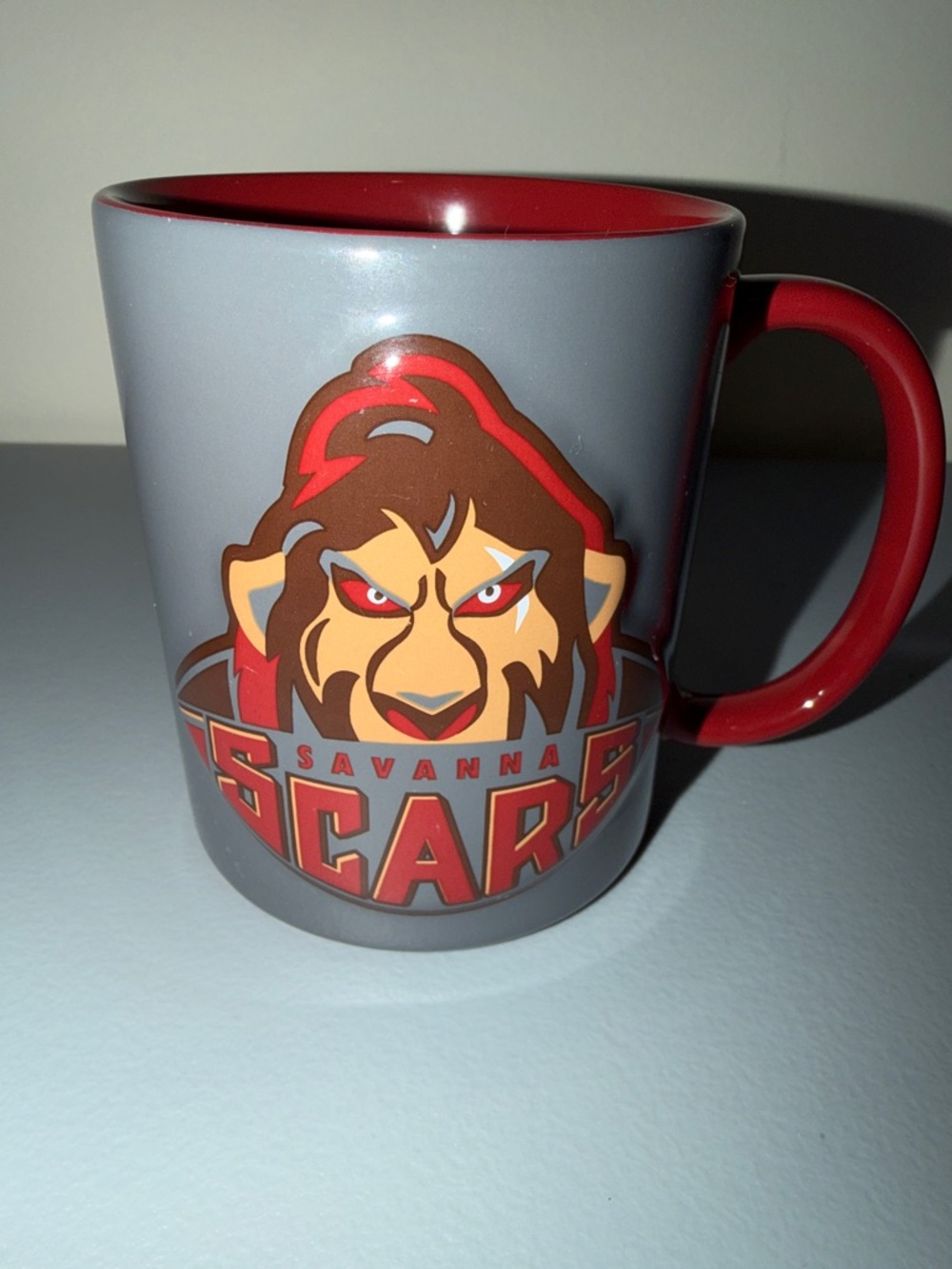 Disney Gray and Red Embossed Scar Ceramic Coffee Mug